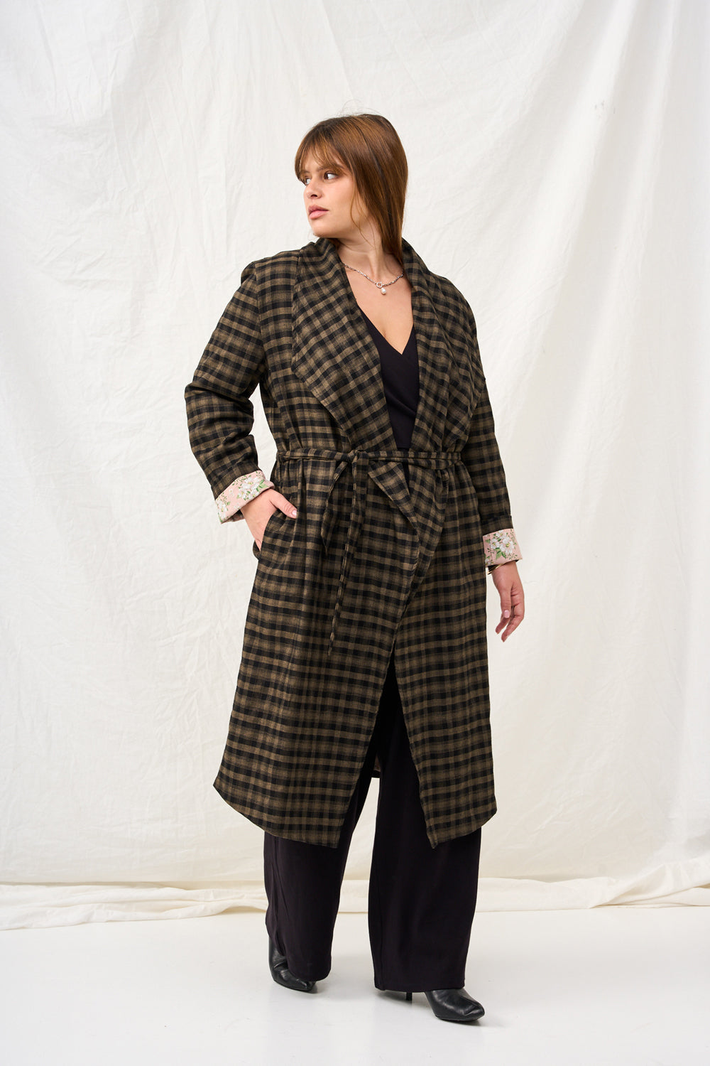 Dark plaid Charlotte coat