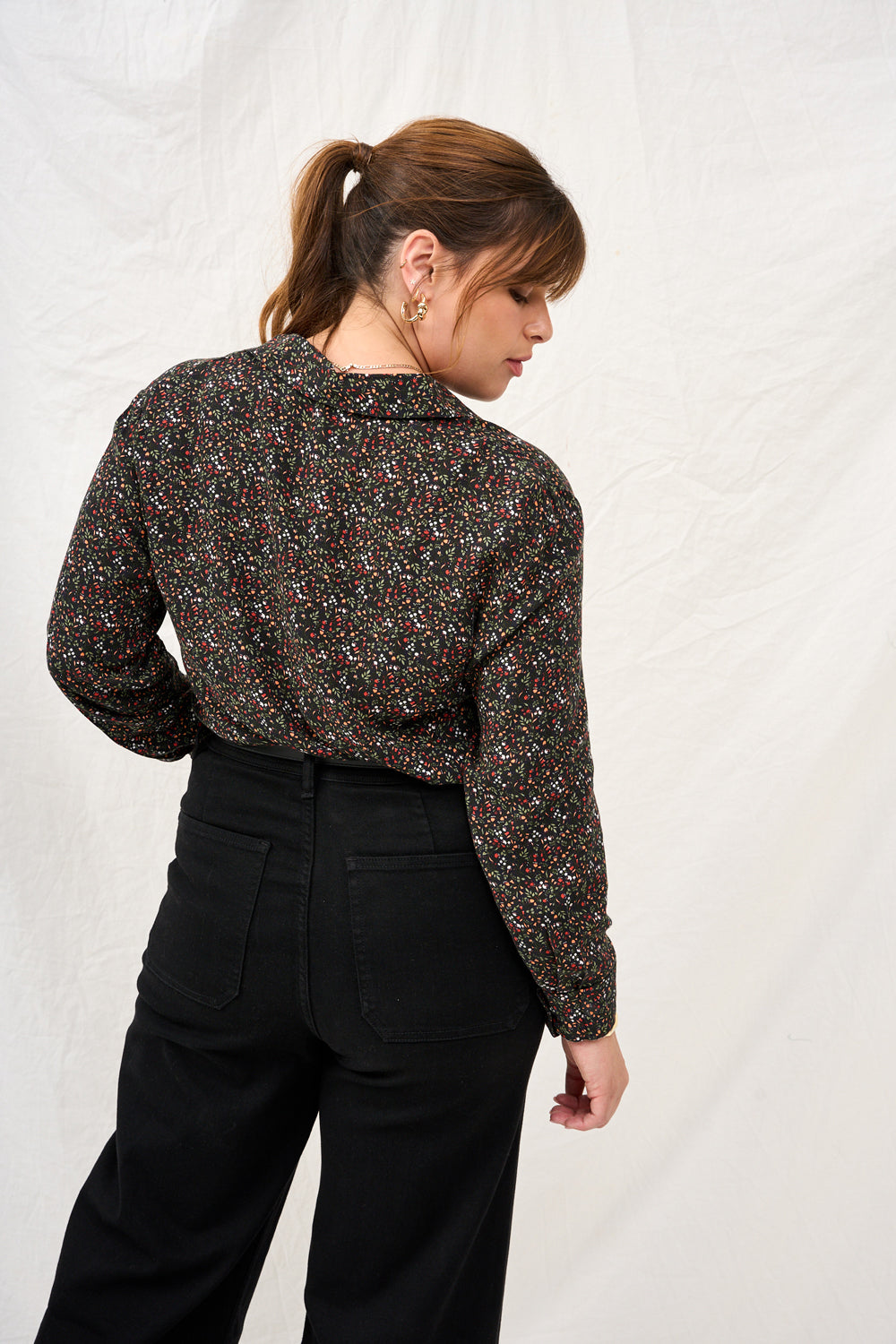 Valerie shirt with brown floral print