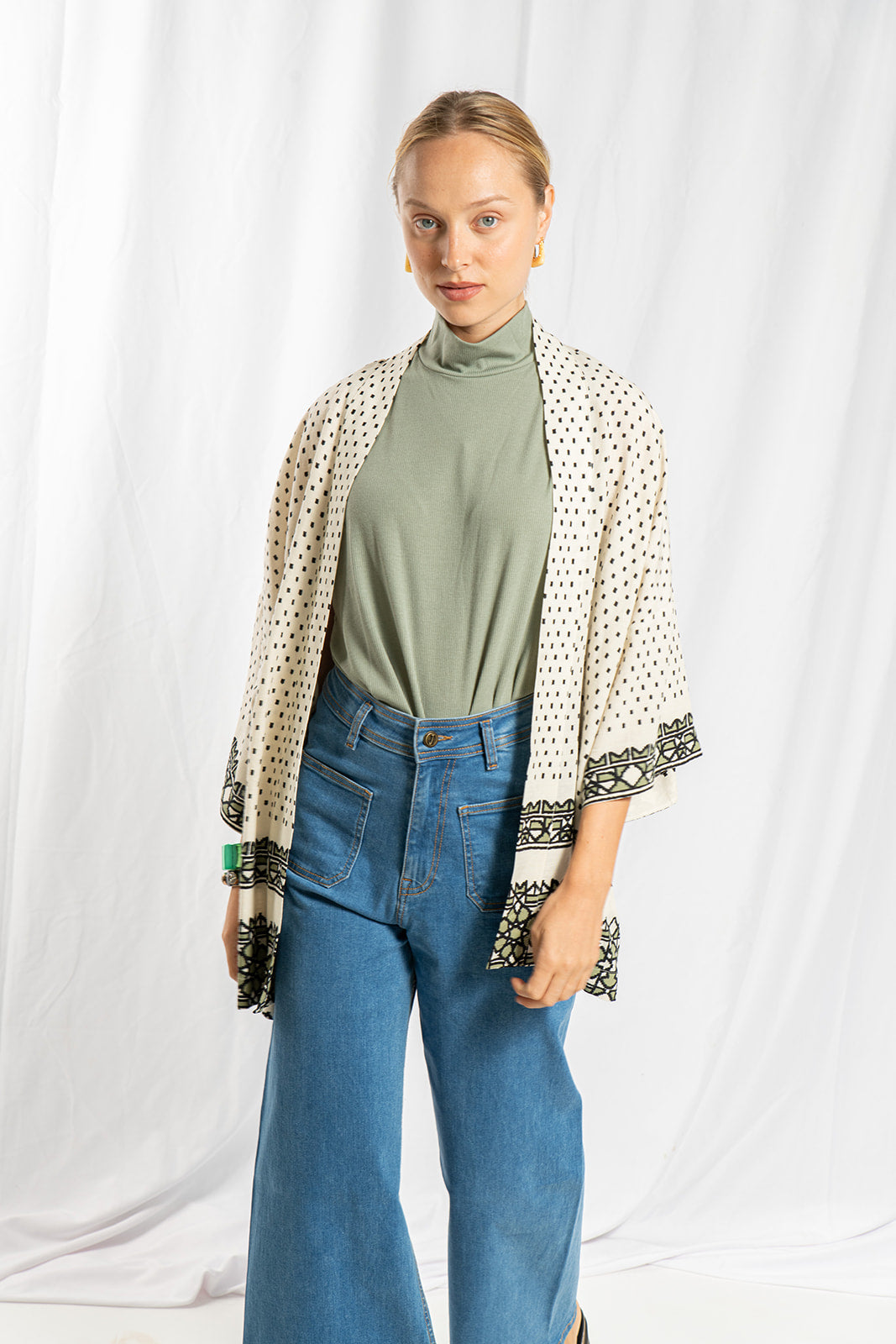 Kimono tie brush print