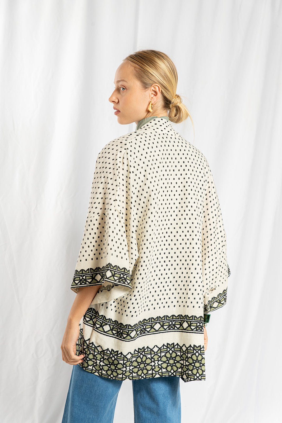 Kimono tie brush print