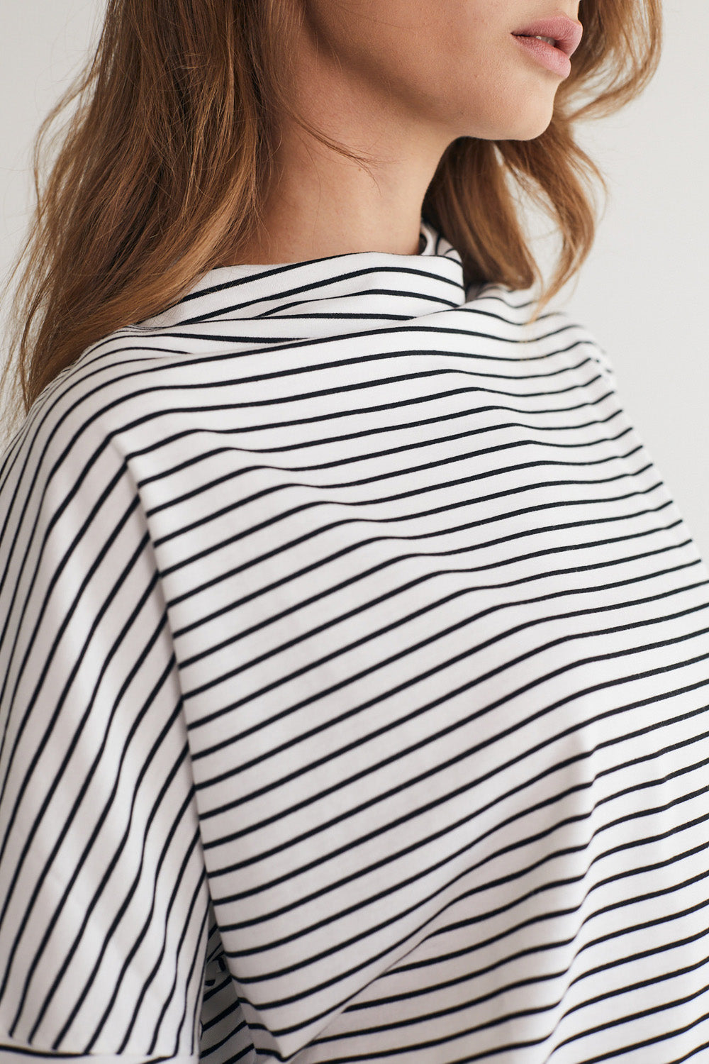 חולצה רומי ארוכה פסים לבן - JUL