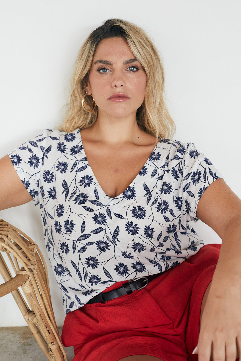 Veronica shirt with navy dots