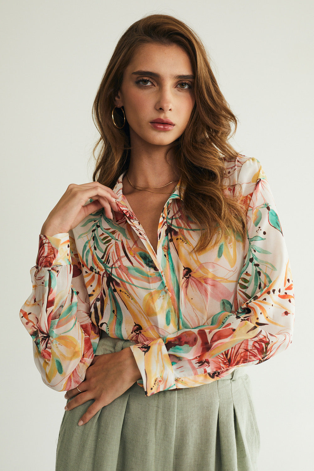 חולצת קלואי שיפון פרחוני - JUL