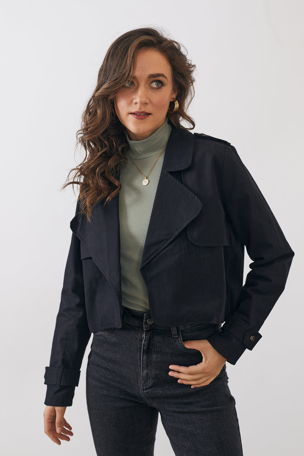 ג׳קט טרנץ׳ שחור