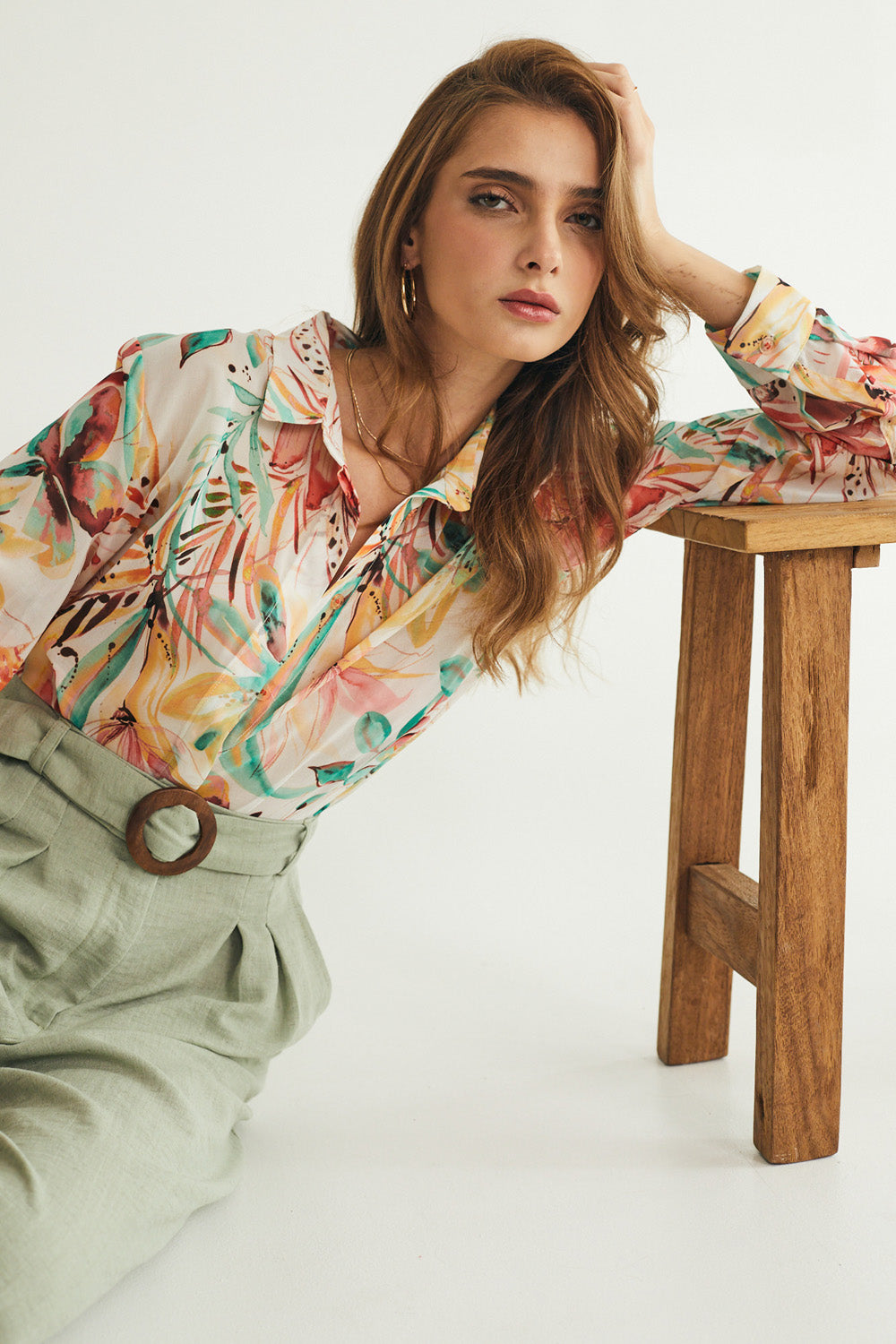 חולצת קלואי שיפון פרחוני - JUL