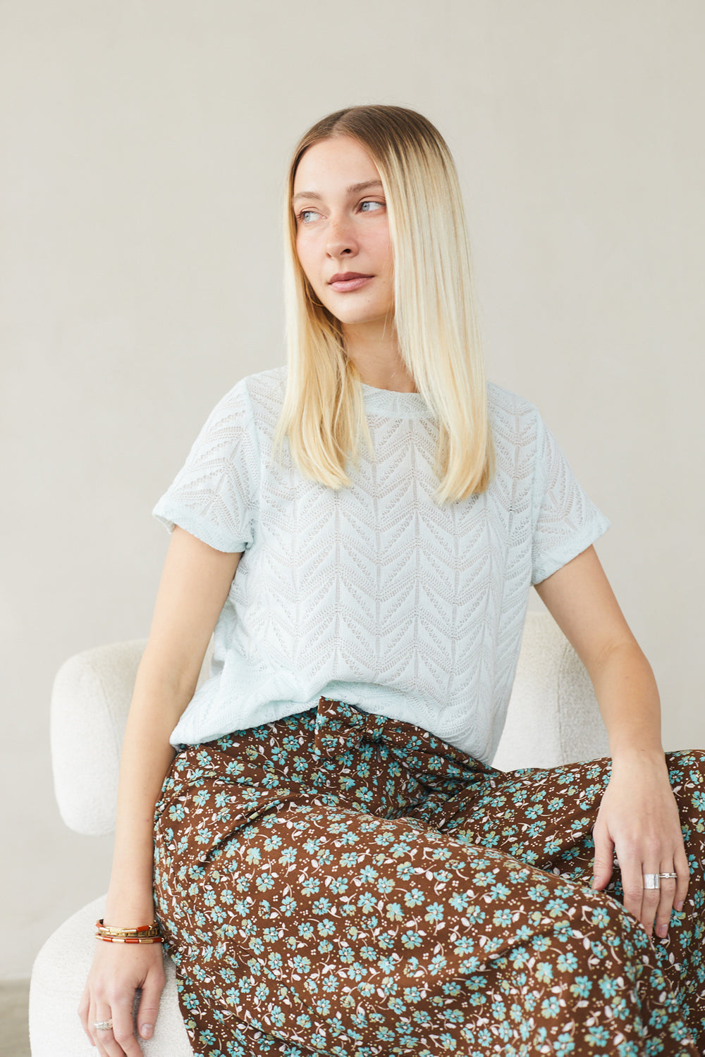 חולצת ג׳מה תחרה בצבע אקווה