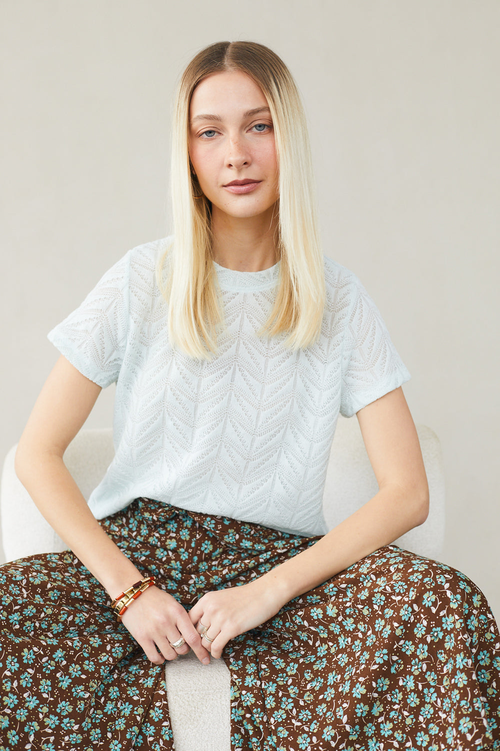 חולצת ג׳מה תחרה בצבע אקווה