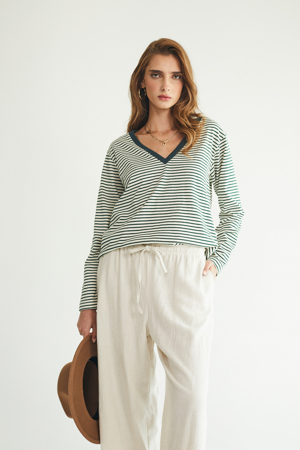 מכנסיים רייצ׳ל קרופ פשתן טבעי