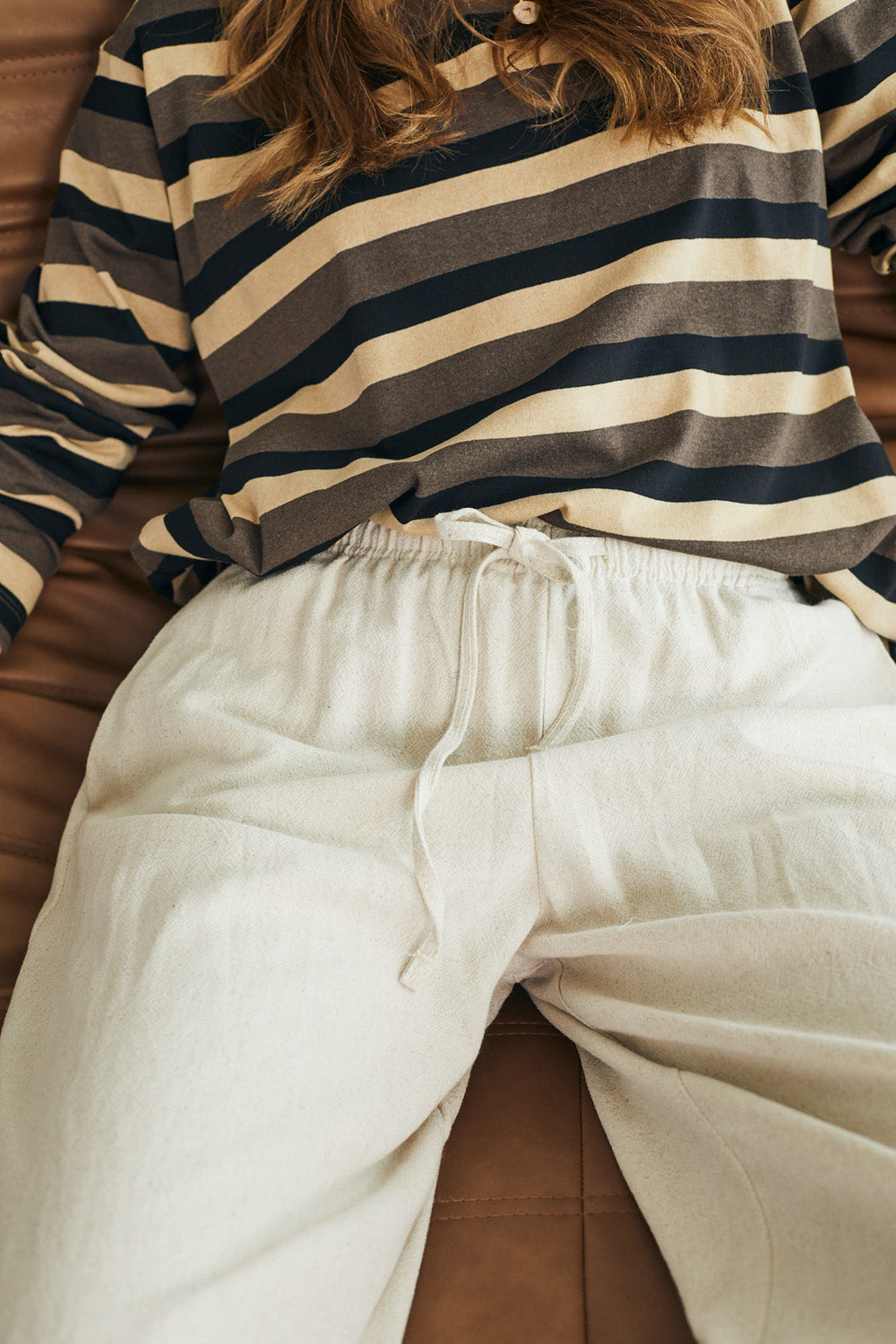 מכנסיים רייצ׳ל קרופ פשתן טבעי