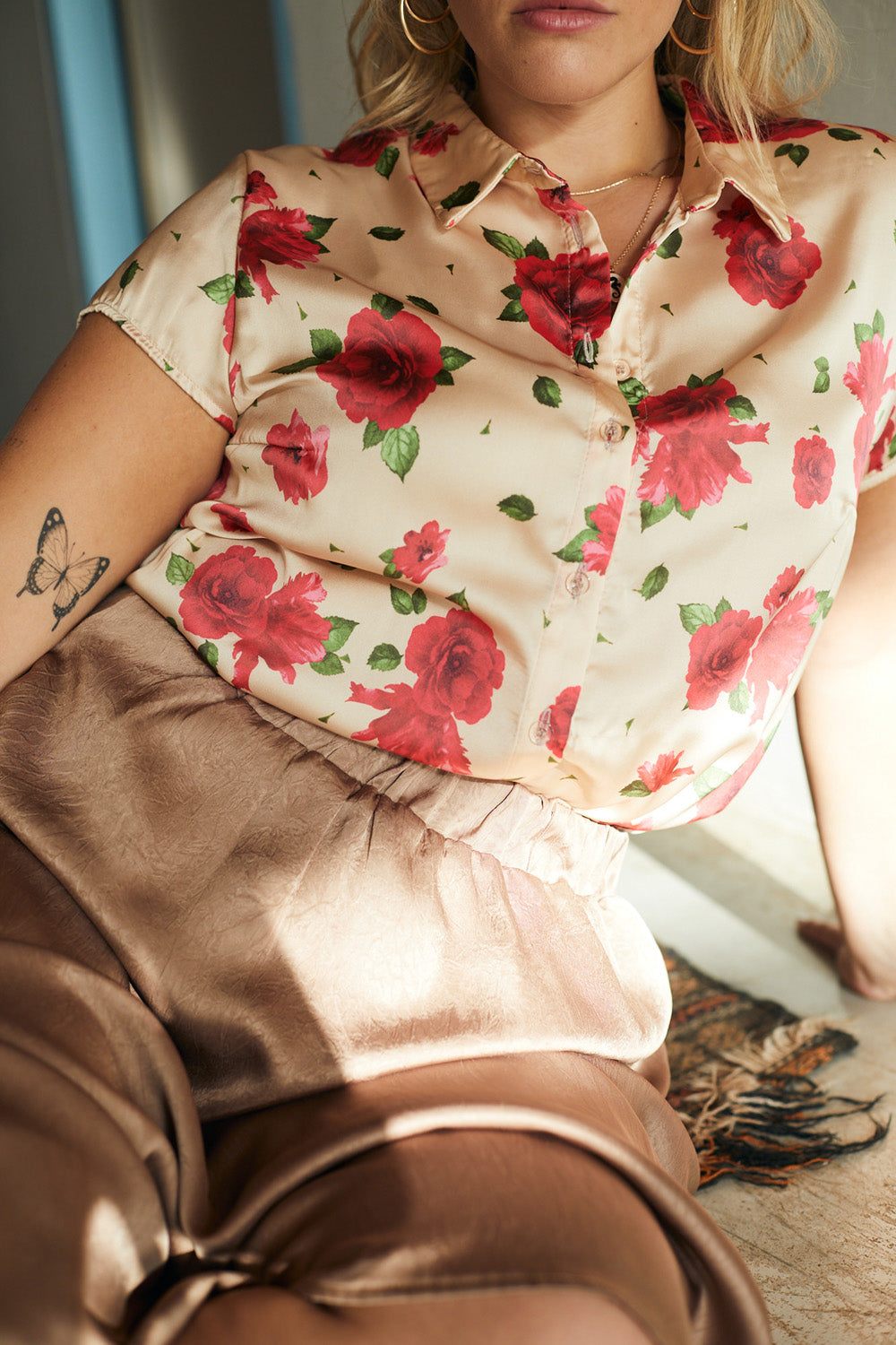 Sherry linen shirt with stripe print