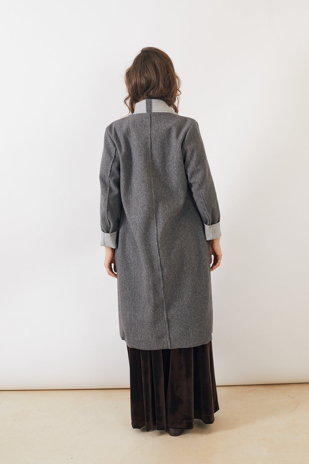 מעיל מעטפת בצבע אפור מלאנג׳