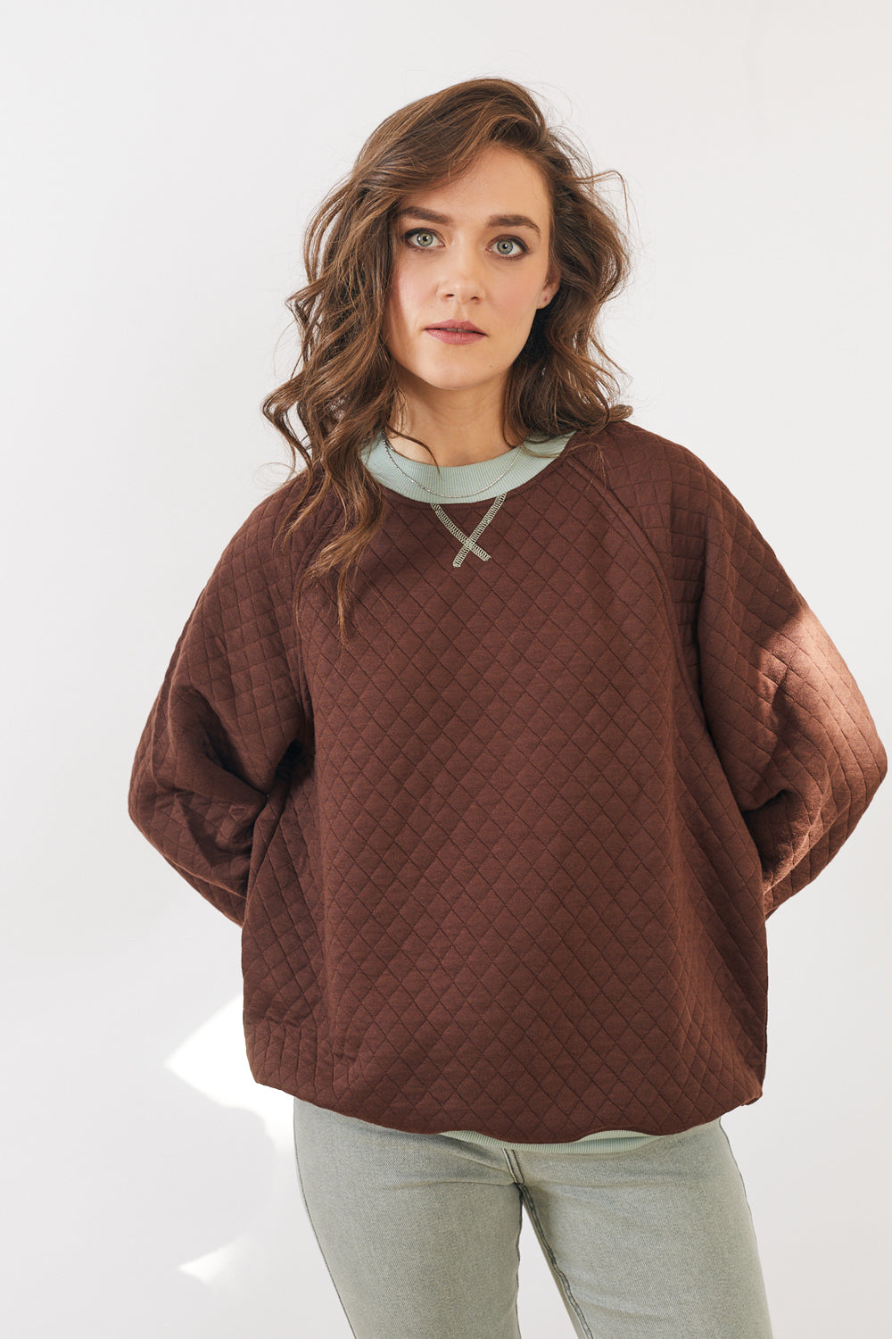 סווטשירט קווילט חום