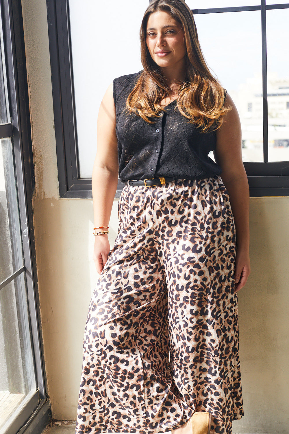 מכנסיים אוליביה ריב מנומר