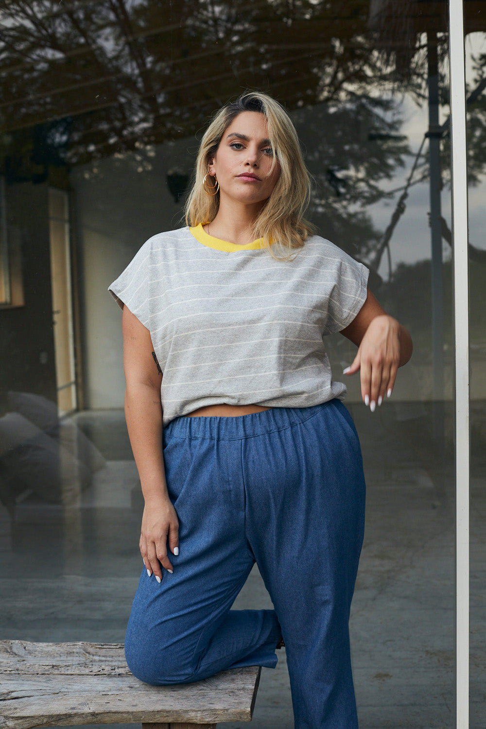 Gia gray striped t-shirt