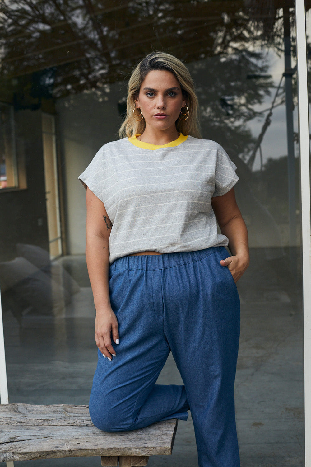 Gia gray striped t-shirt