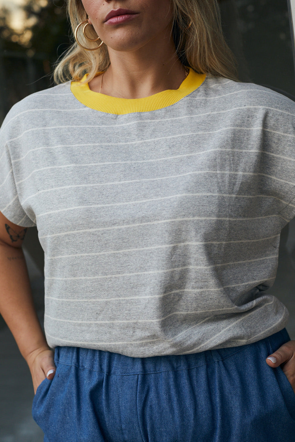 Gia gray striped t-shirt