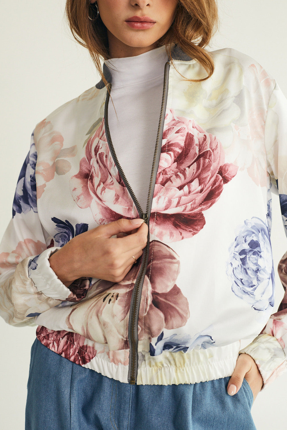 Printed satin sock top