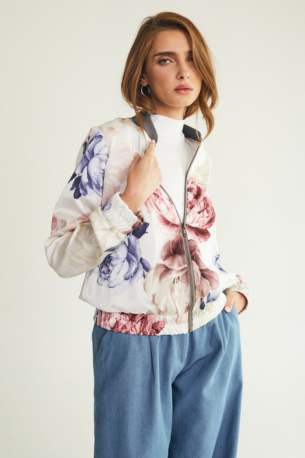 Printed satin sock top