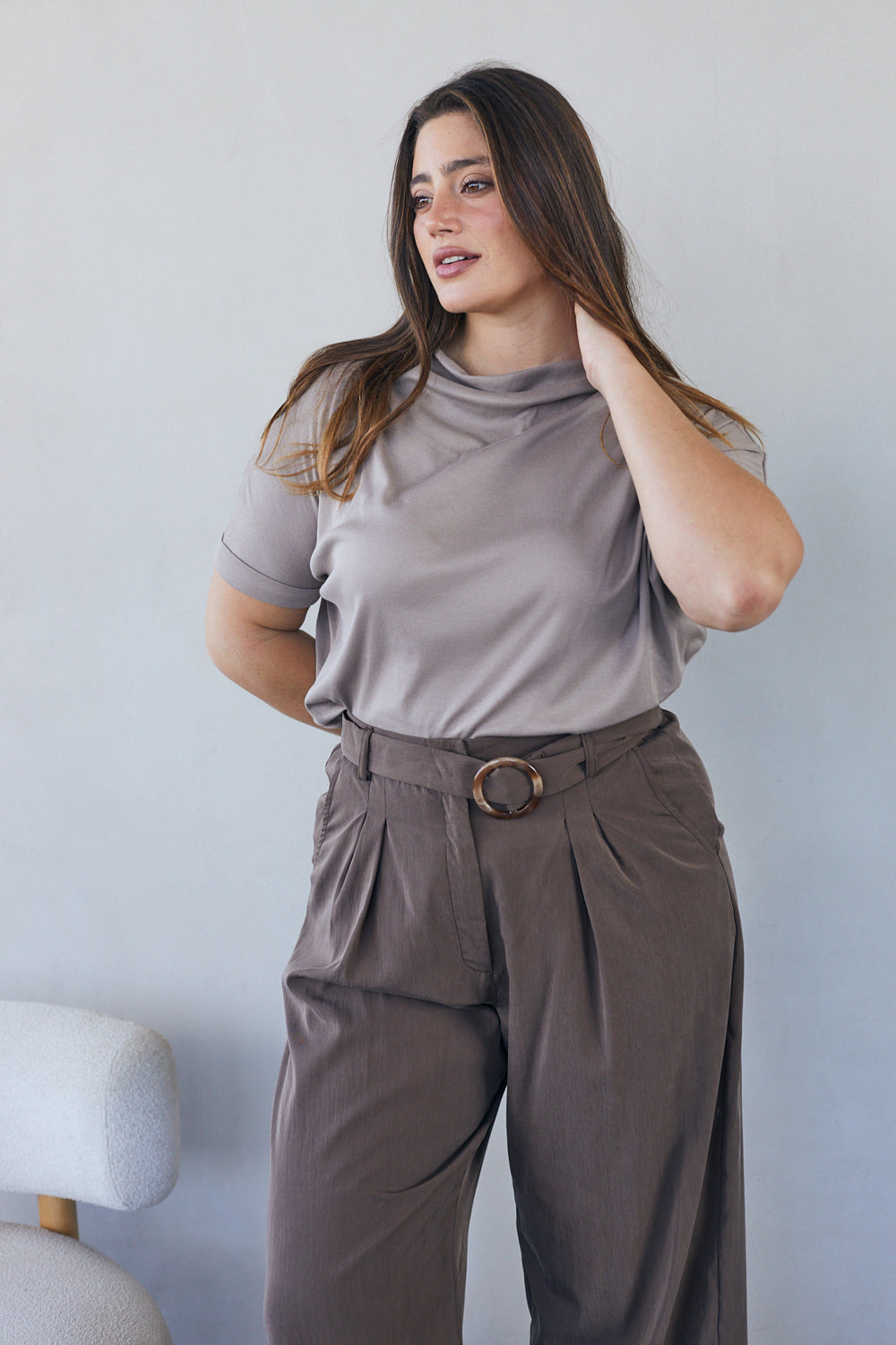 חולצת רומי בצבע מוקה