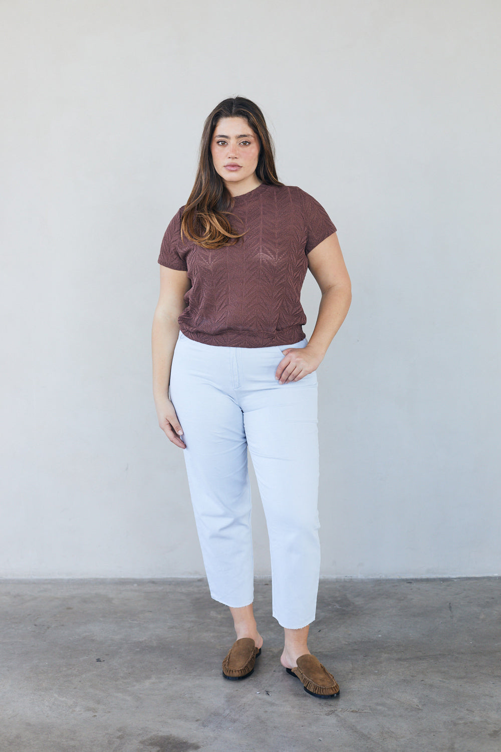 חולצת ג׳מה תחרה חומה