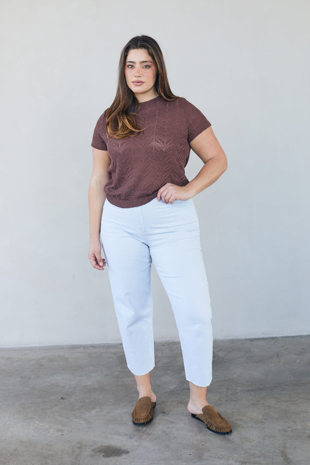 חולצת ג׳מה תחרה חומה