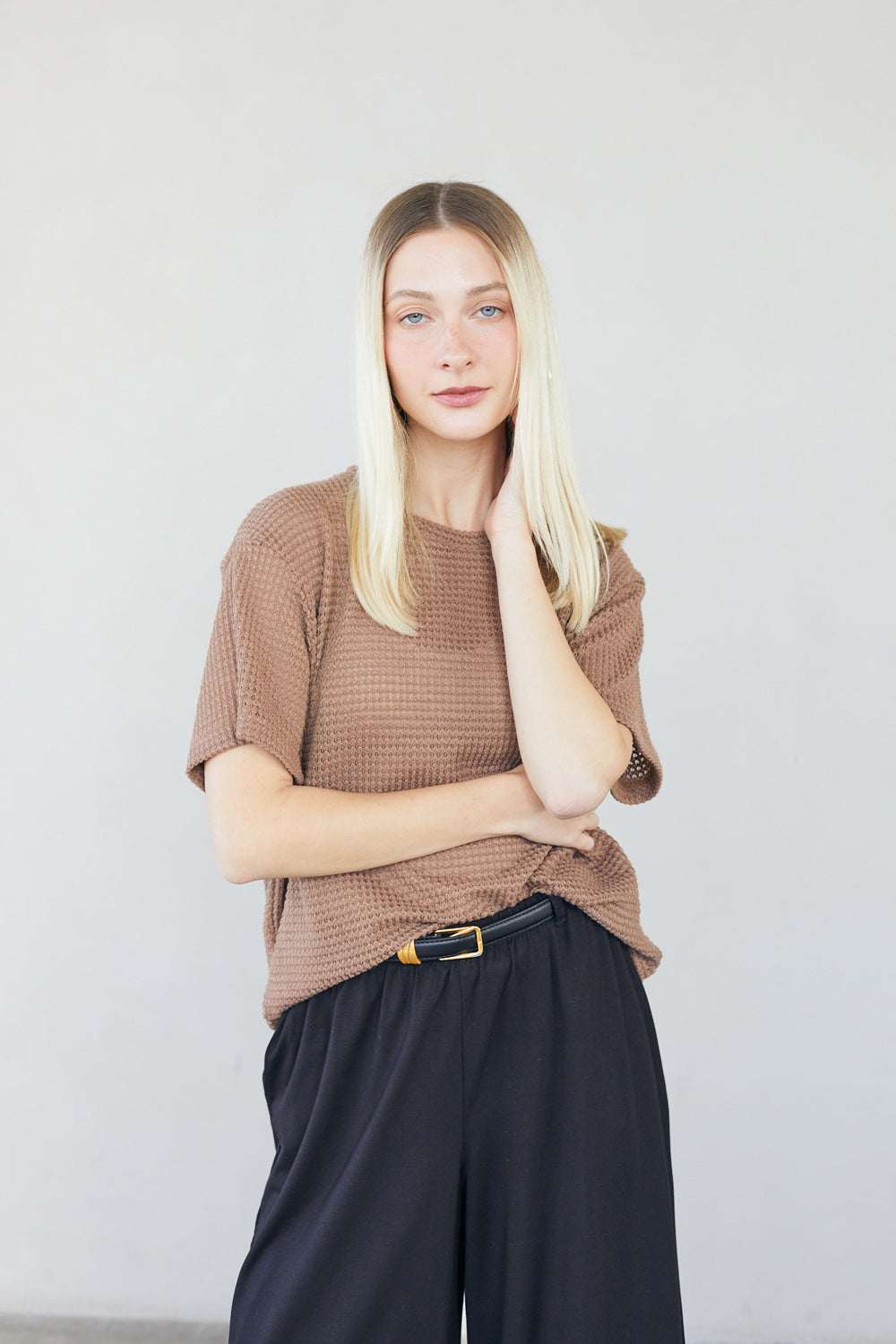 טי שירט מושלמת סריג חום