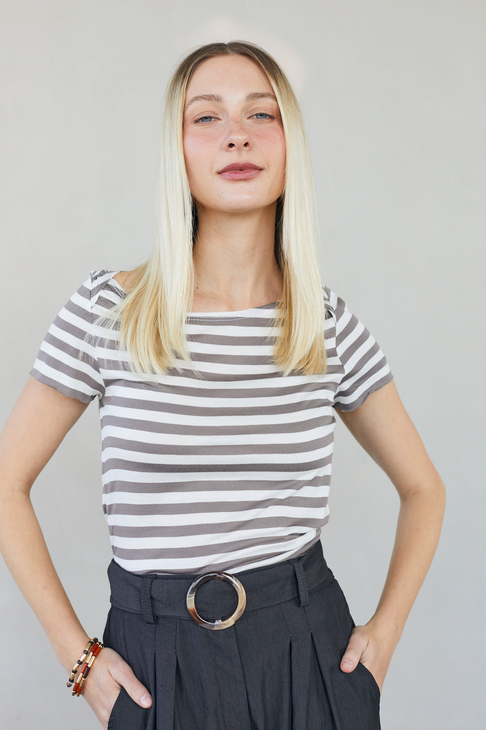 חולצת פרנקי פסים אפור לבן