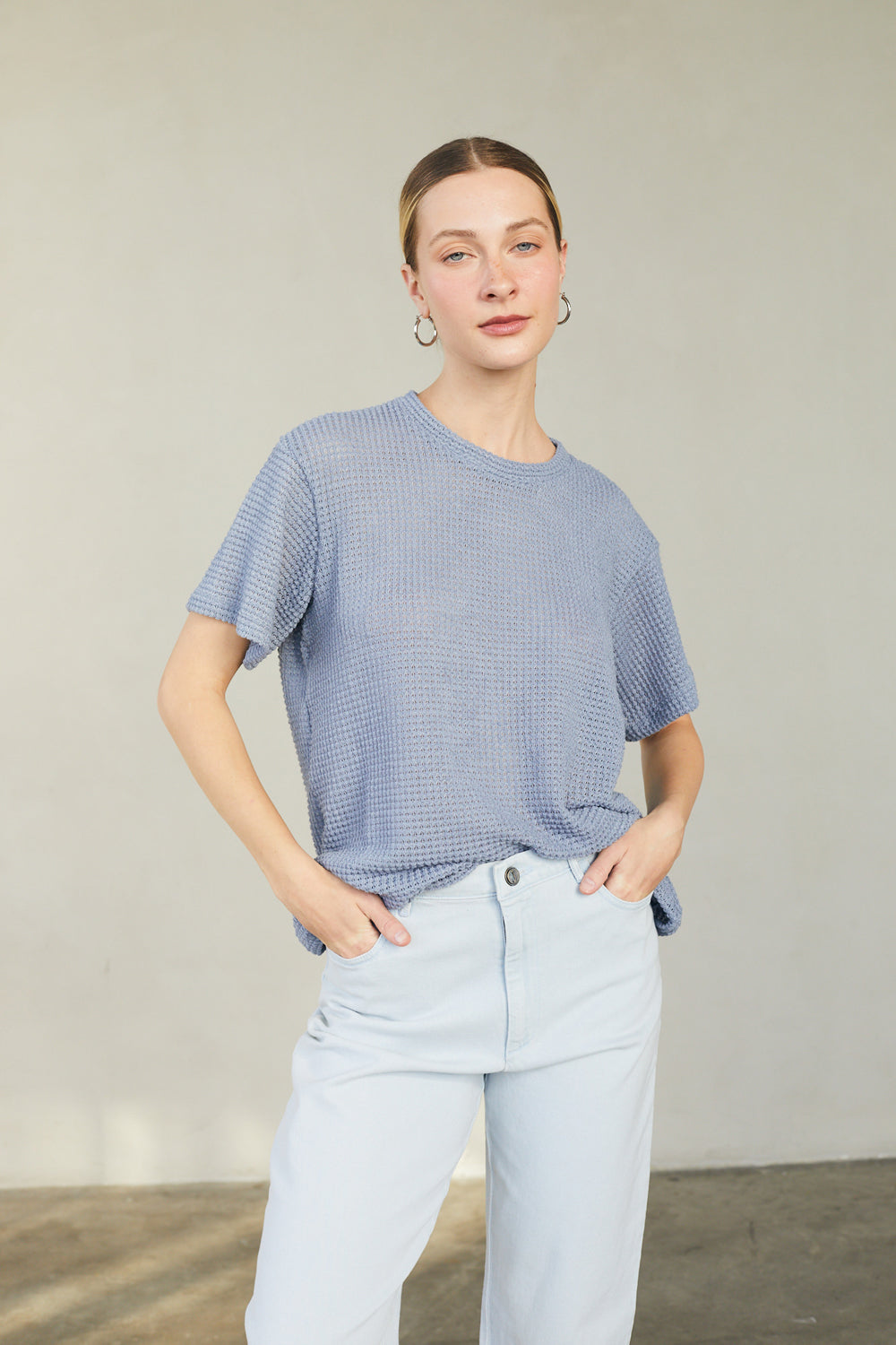 טי שירט מושלמת סריג תכלת