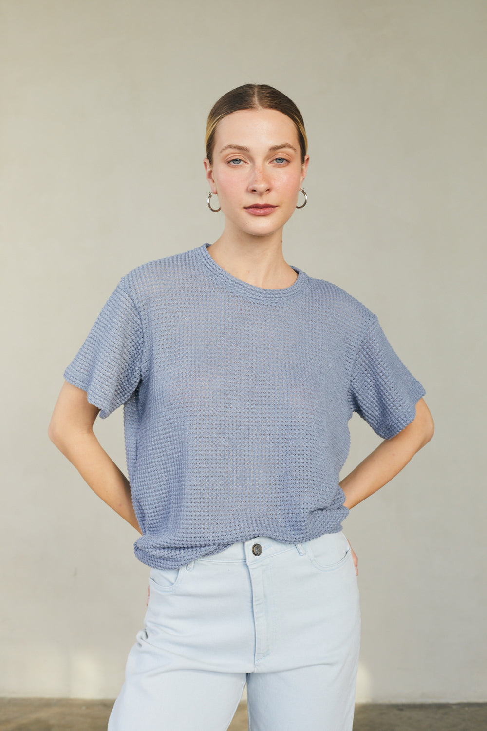 טי שירט מושלמת סריג תכלת