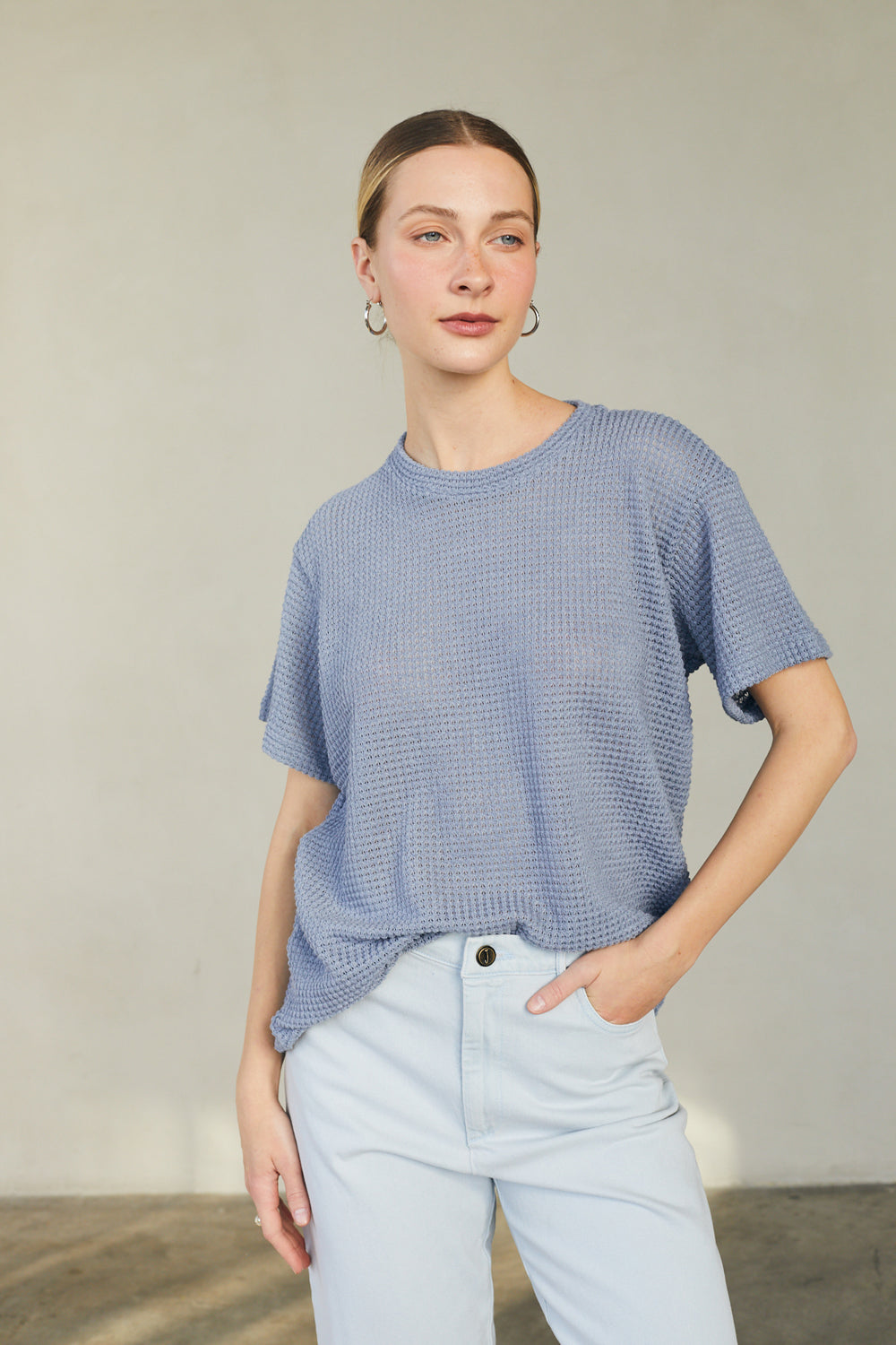 טי שירט מושלמת סריג תכלת