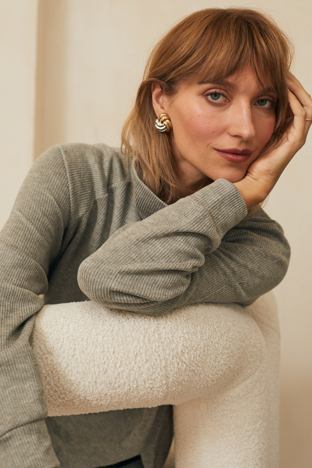 Melanie gray and white sweater