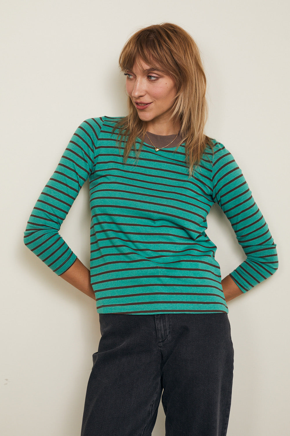 חולצת קרי ארוכה פס חום