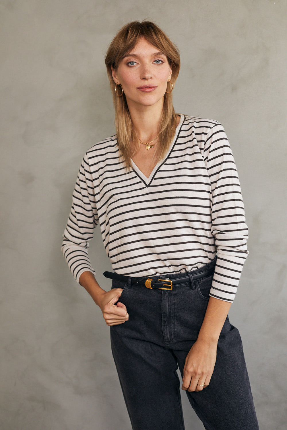 חולצת ויקי פס כהה