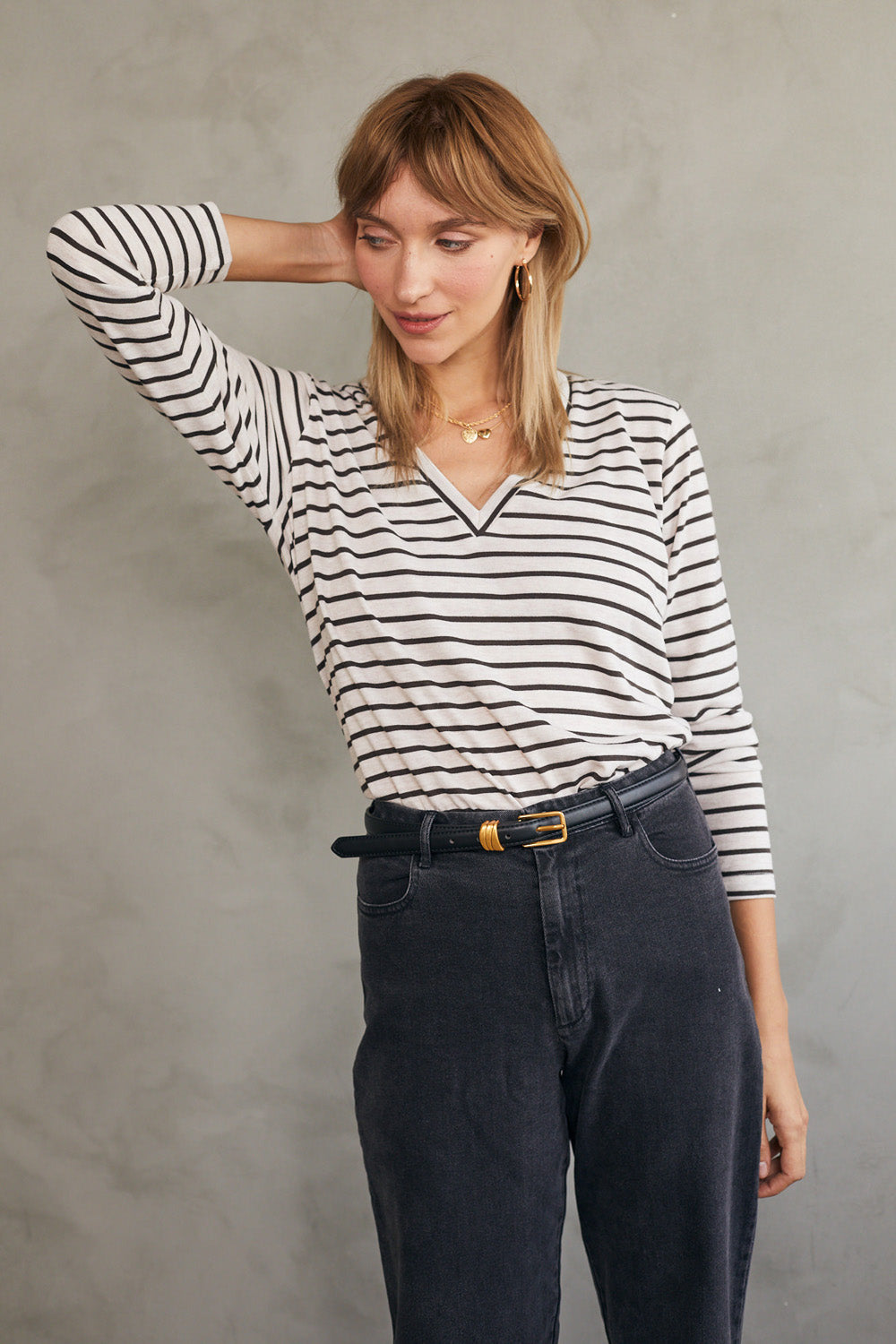 חולצת ויקי פס כהה