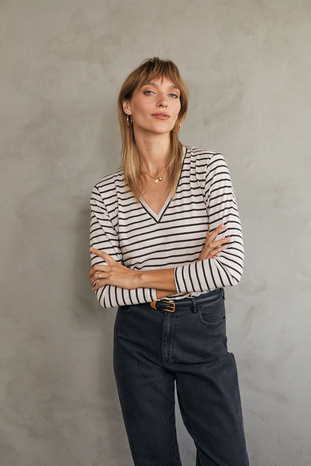 חולצת ויקי פס כהה