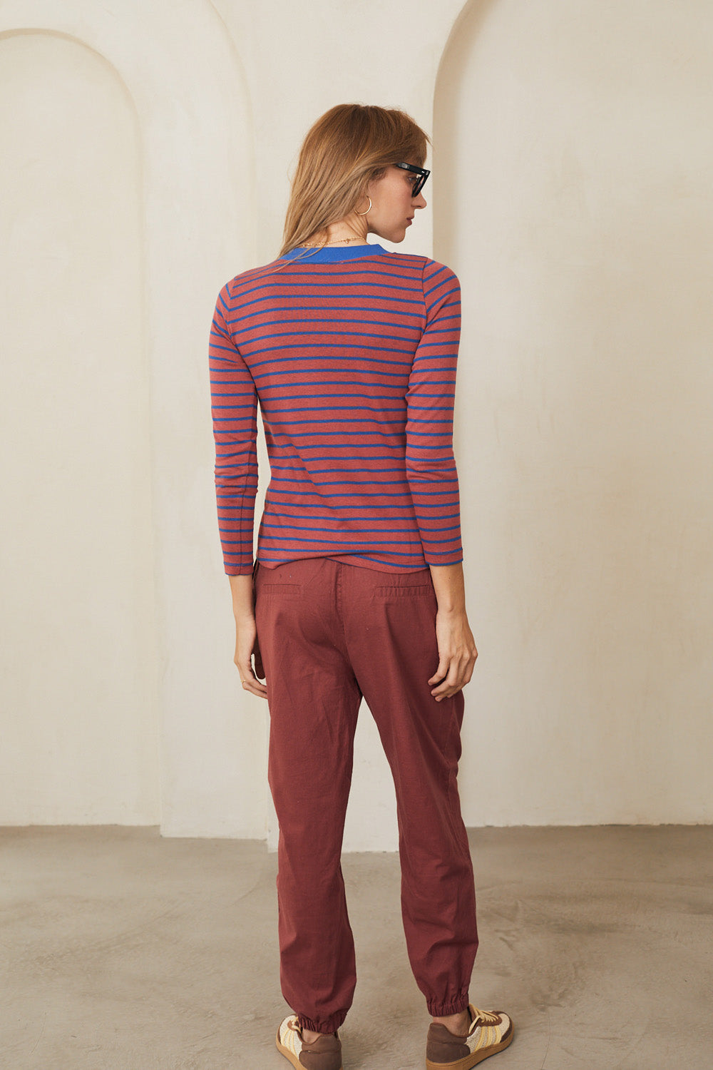 Crimson striped red purple knit