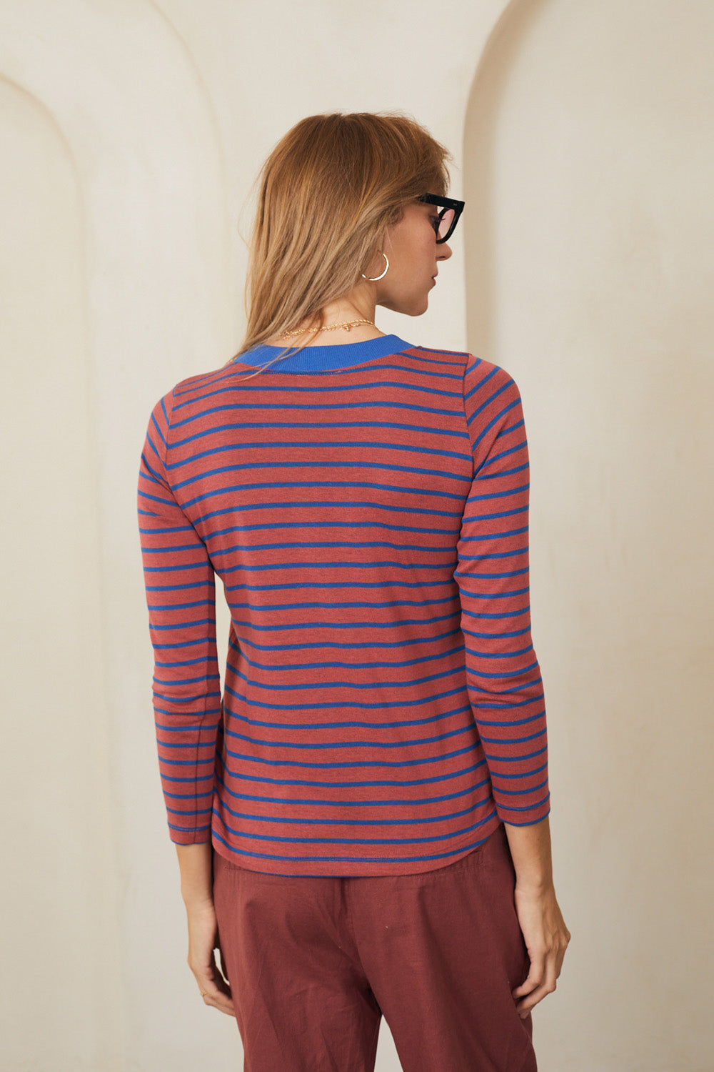 Crimson striped red purple knit