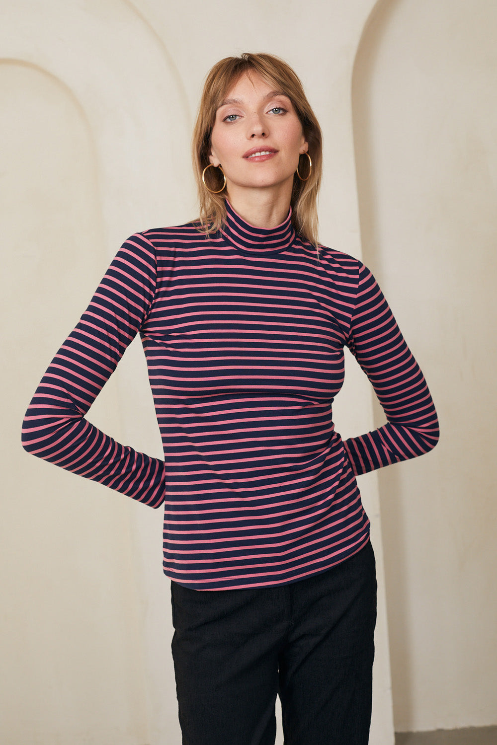 גולף הדי פסים ורוד נייבי