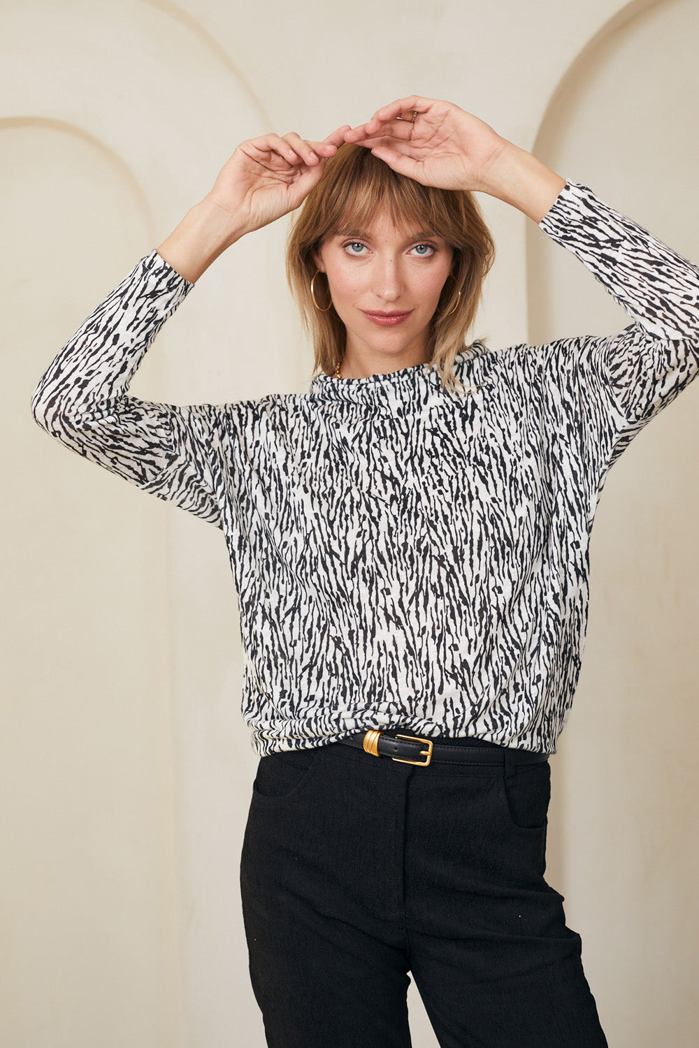 Printed linen fiona knit