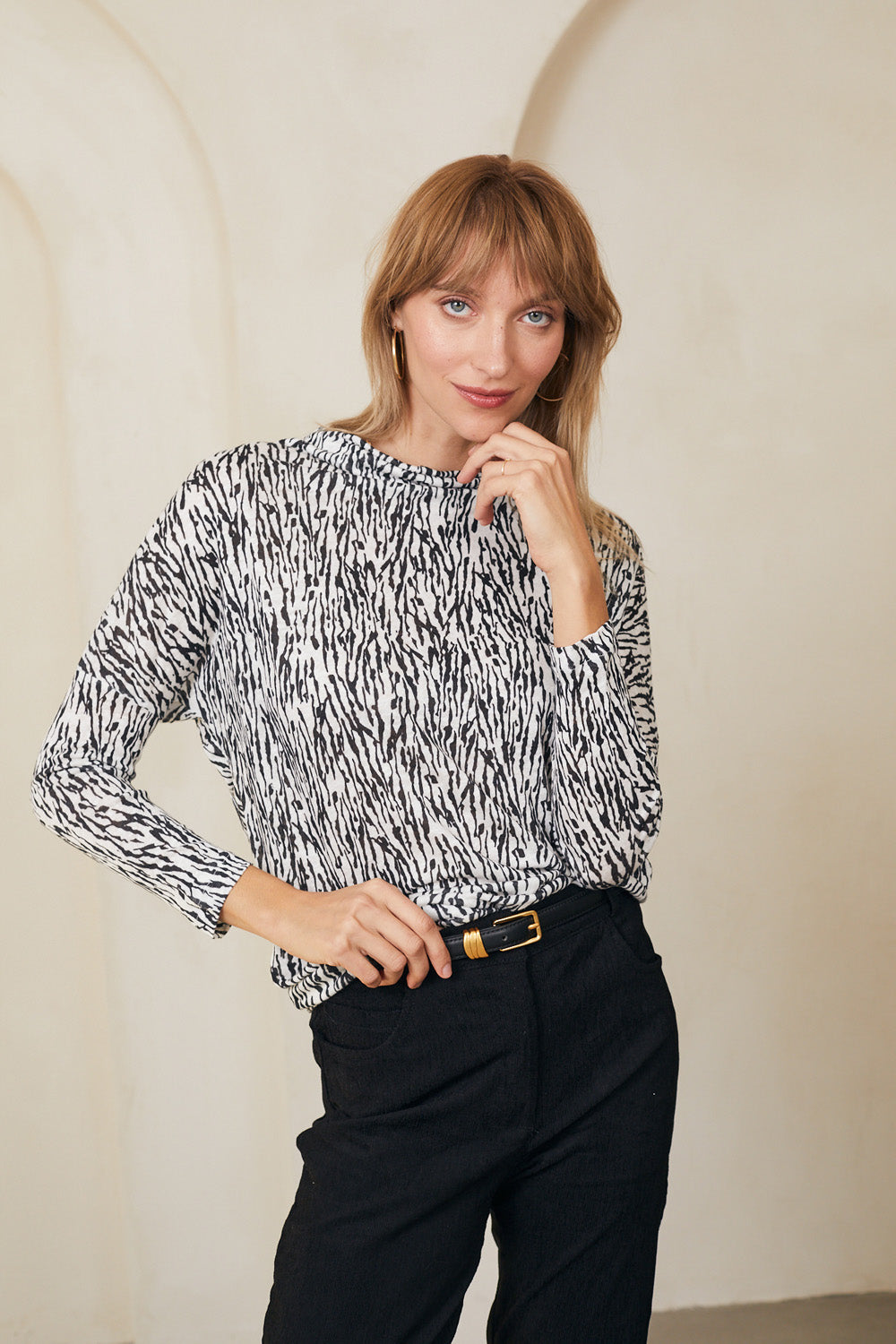 Printed linen fiona knit