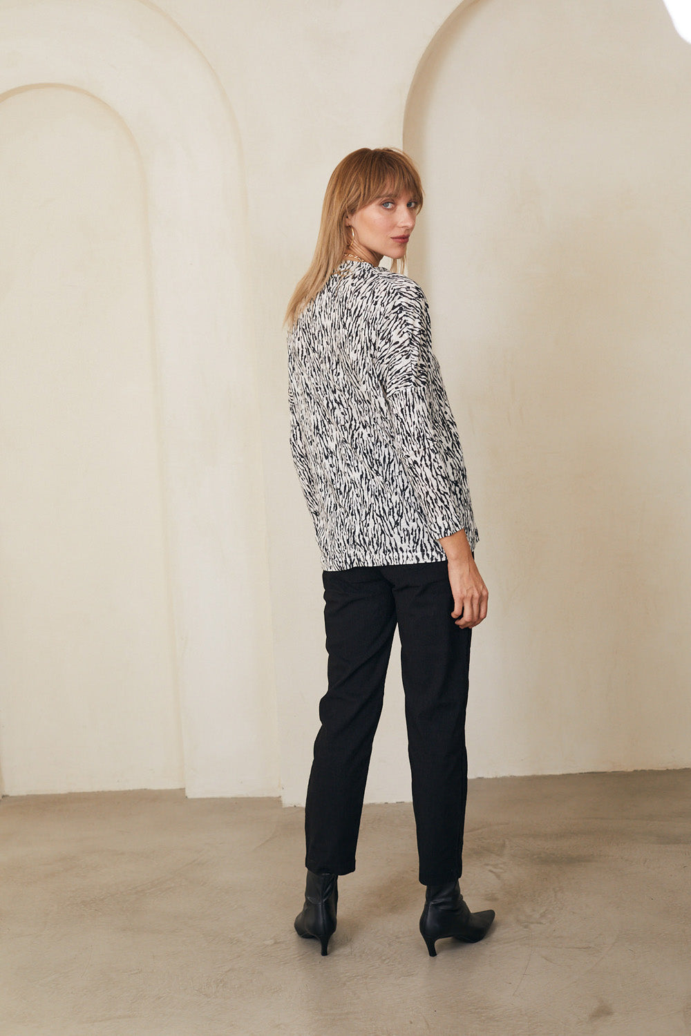 Printed linen fiona knit