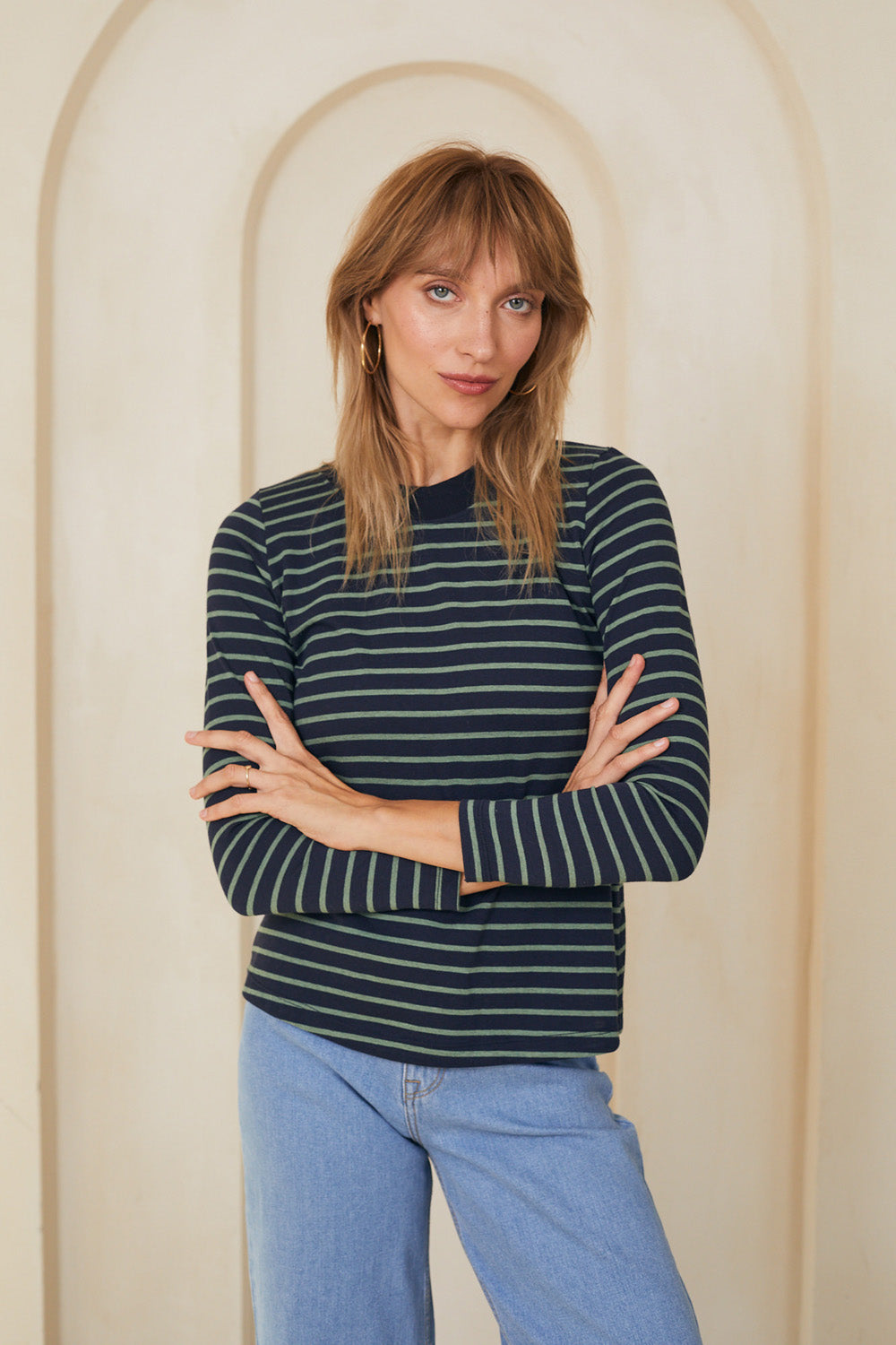 חולצת קרי ארוכה פס ירוק