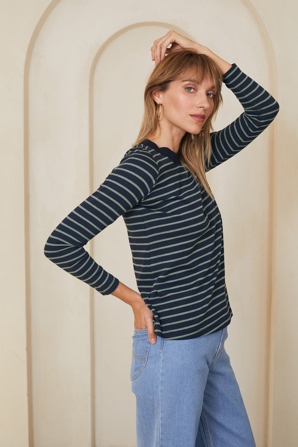 חולצת קרי ארוכה פס ירוק