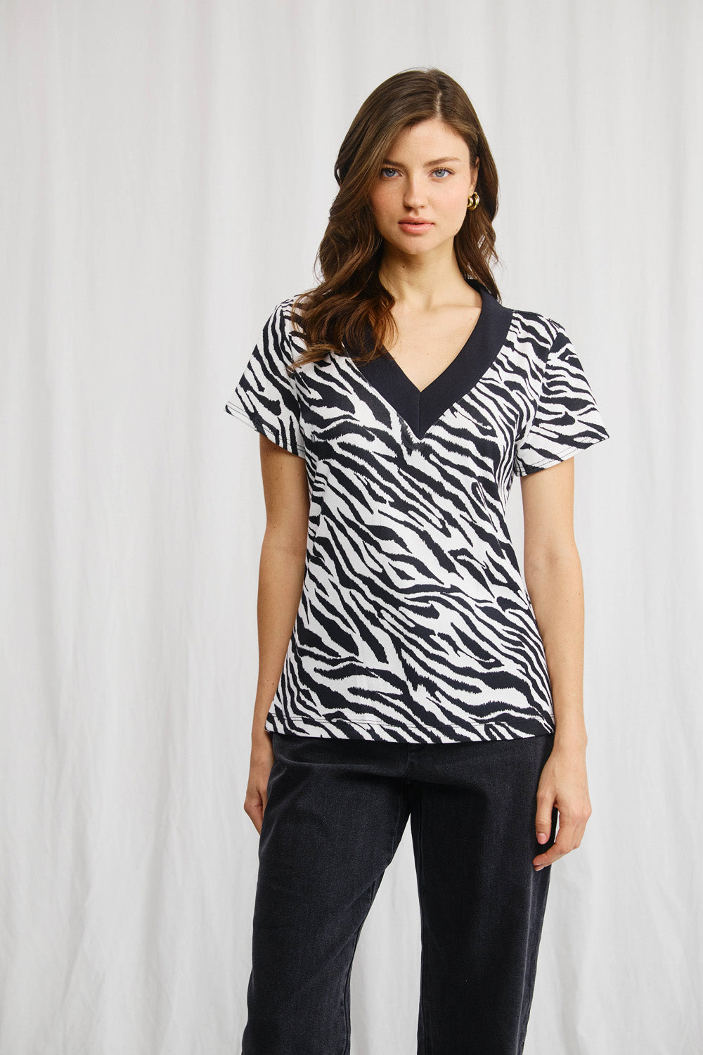 Sandra beige striped shirt
