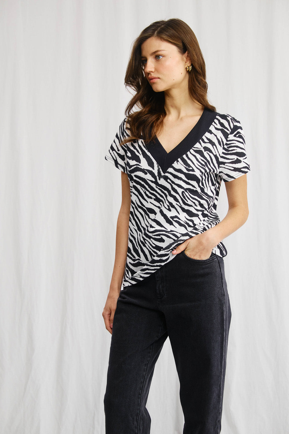 Sandra beige striped shirt
