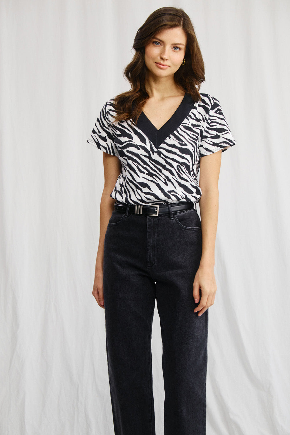 Sandra beige striped shirt