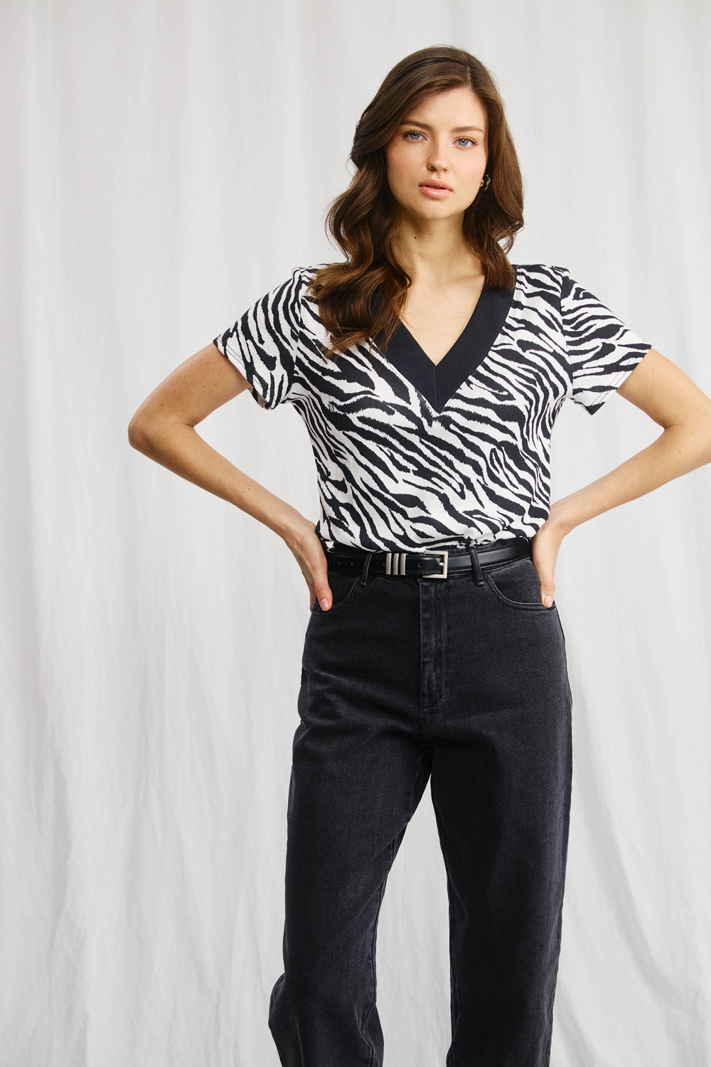 Sandra beige striped shirt