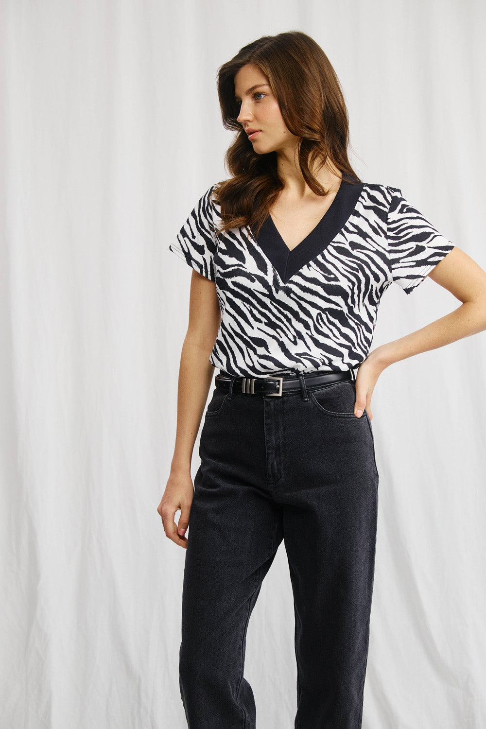 Sandra beige striped shirt