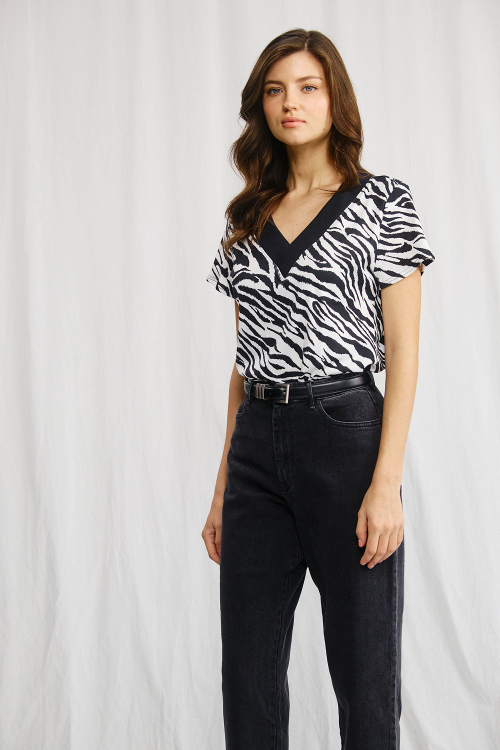 Sandra beige striped shirt