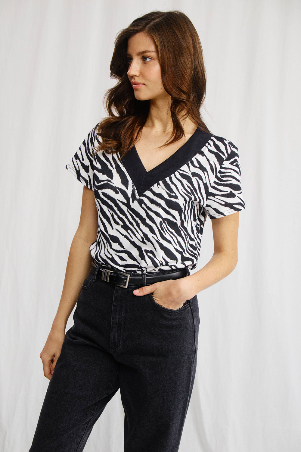 Sandra beige striped shirt
